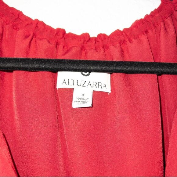 NWT Altuzarra x Target‎ Red Embroidered Georgette Sequin Tassel Peasant Dress 8 - Picture 3 of 9